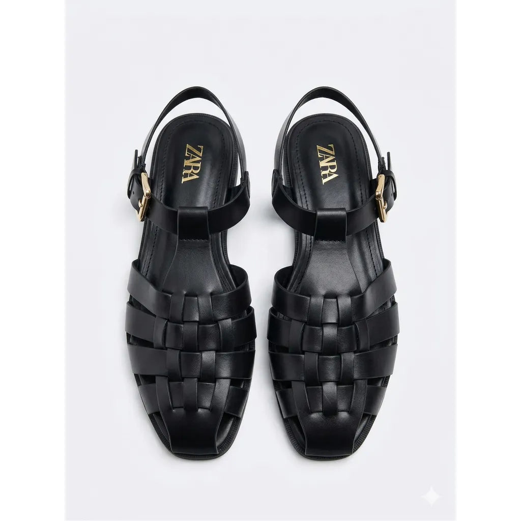 Noir Woven Fisherman Sandals