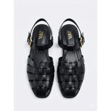 Noir Woven Fisherman Sandals