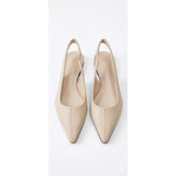 ZARA Slingback Kitten Heel Shoes - Creme