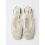 Cream Woven Ballet Flats