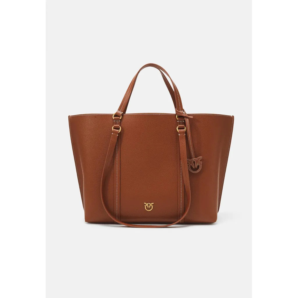 Pinko Women's Carrie Shopper Big Bottled Leather Bag, 37 - Brown