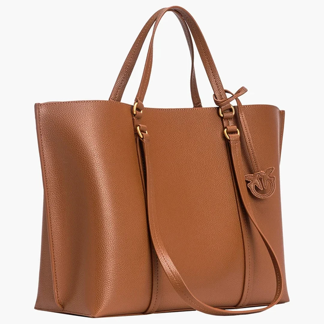 Pinko Women's Carrie Shopper Big Bottled Leather Bag, 37 - Brown