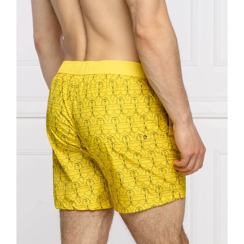 Karl Lagerfeld Ikonik All-Over-Print Board Shorts - Yellow
