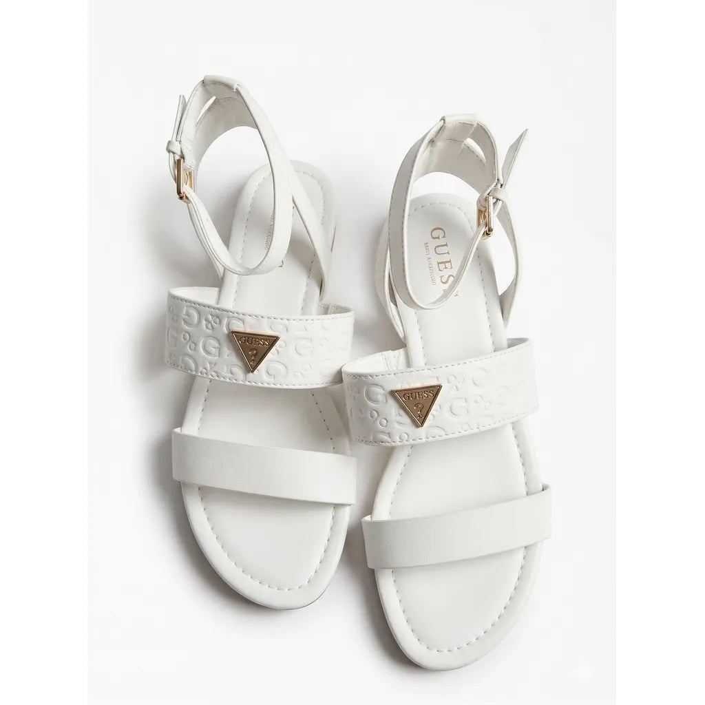 Guess White Strappy Logo Sandals