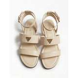 Guess Beige Monogram Strappy Sandals