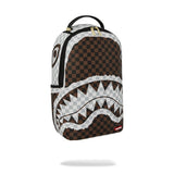 CREAM AND BROWN TEAR CHECK BACKPACK