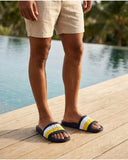Tommy Hilfiger Men Iconic H Logo Pool Slides - Navy/White/Yellow