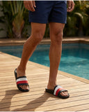 Tommy Hilfiger Men's Logo Stripe Pool Slides - Black / Red / White