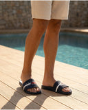 Tommy Hilfiger Men's Essential Logo Print Pool Slides - Navy Blue