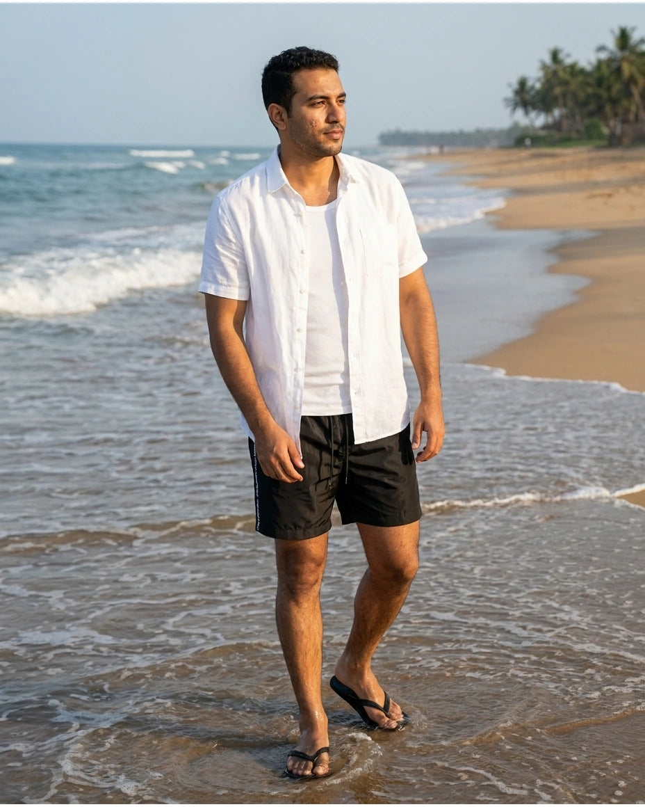 Karl Lagerfeld Men Logo Tape Swim Shorts - Black