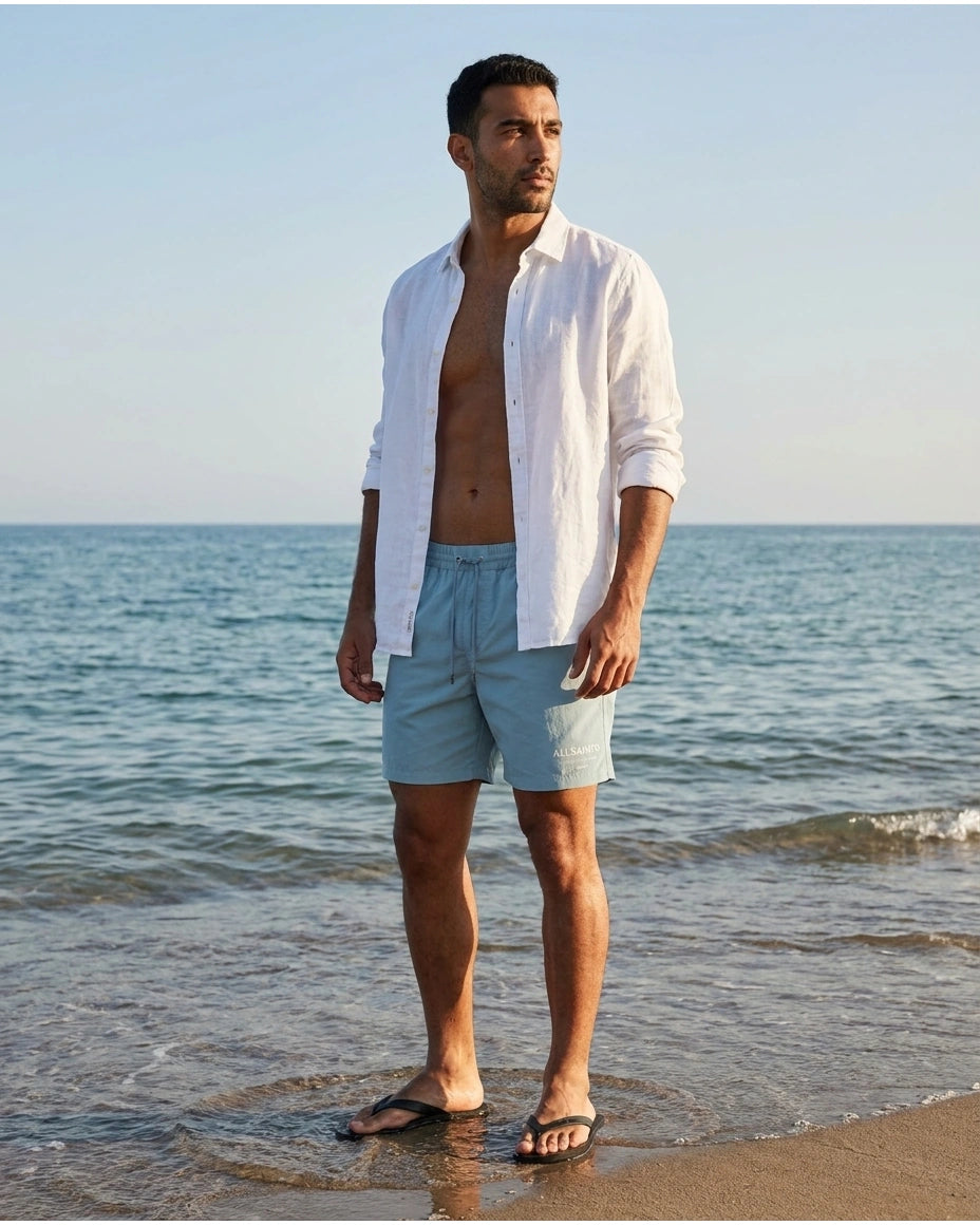 ALLSAINTS Men's Print Swim Shorts - Sky Blue