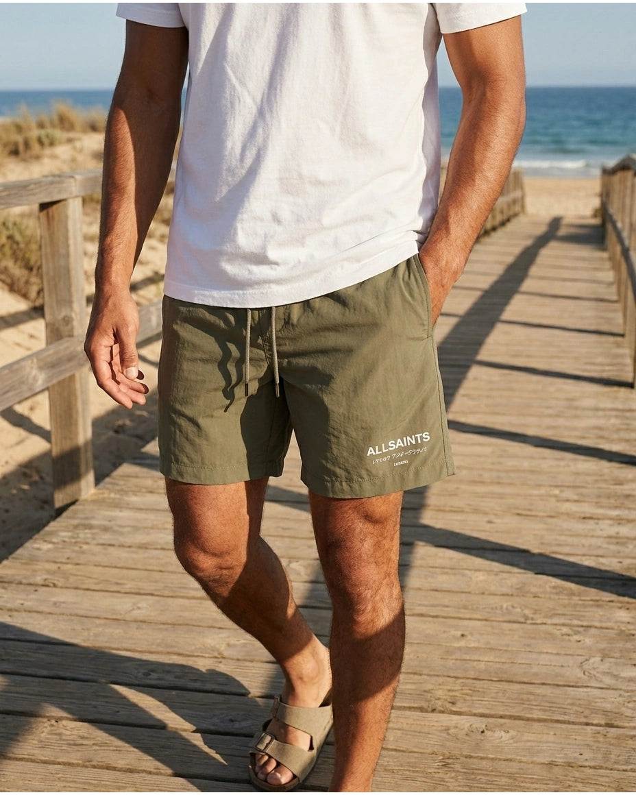 ALLSAINTS Men's Tokyo Underground Drawstring Shorts - Khaki
