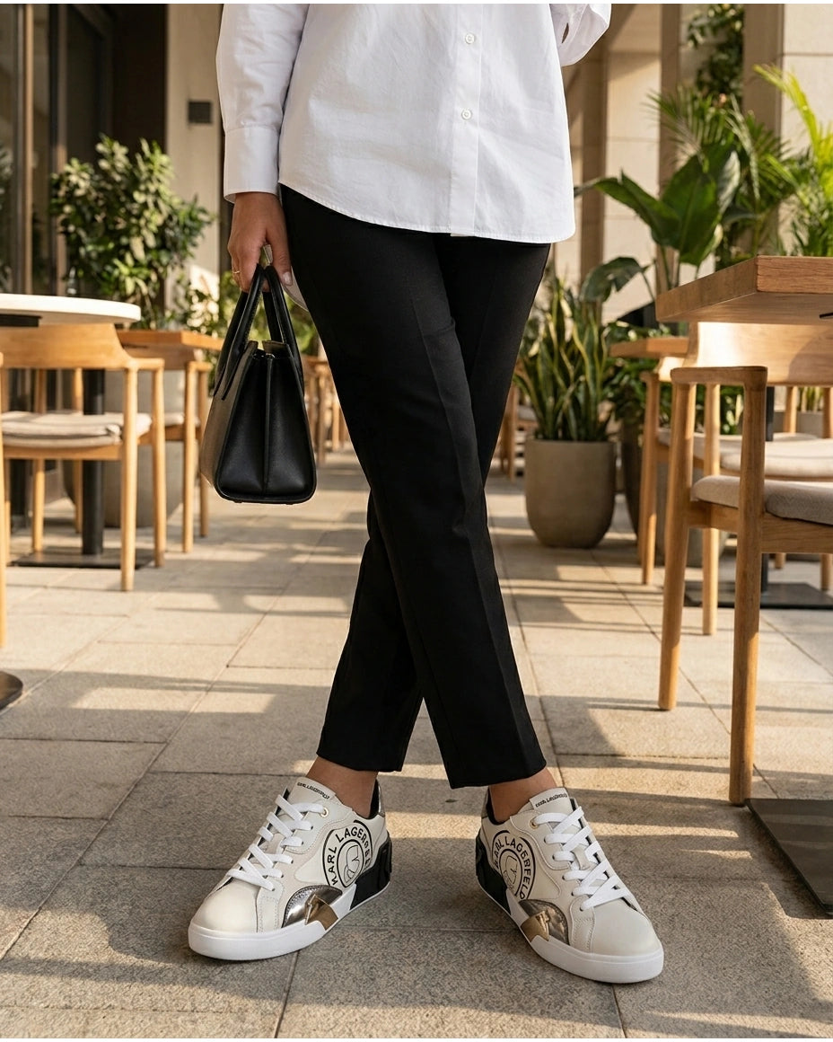 KARL LAGERFELD K/Karl Logo Lace-Up Sneakers - Cream Multi