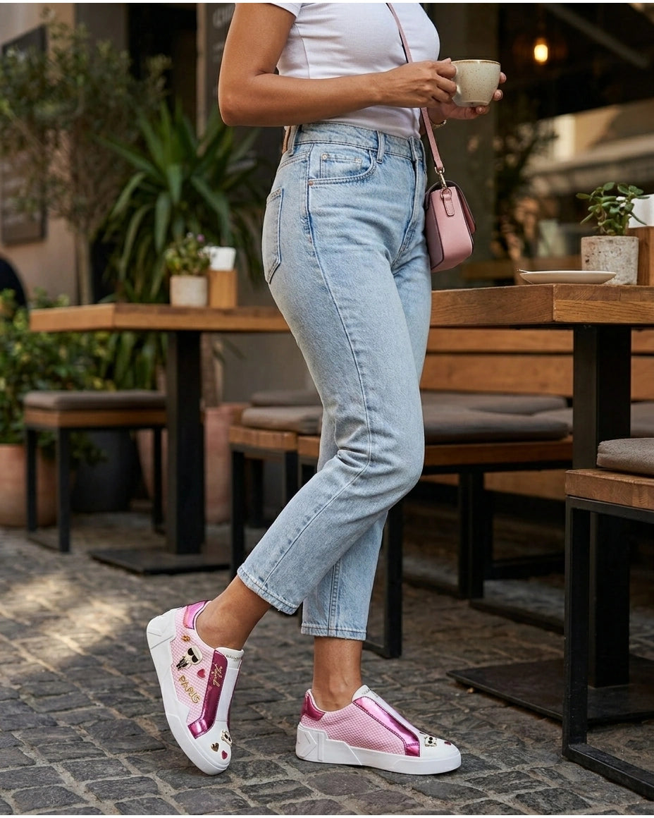 Karl Lagerfeld K/Ikonic Embellished Slip-On Sneakers - Pink Multi