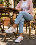 GUESS Women's Low-Top Lace-Up Sneakers - White Pink Gold