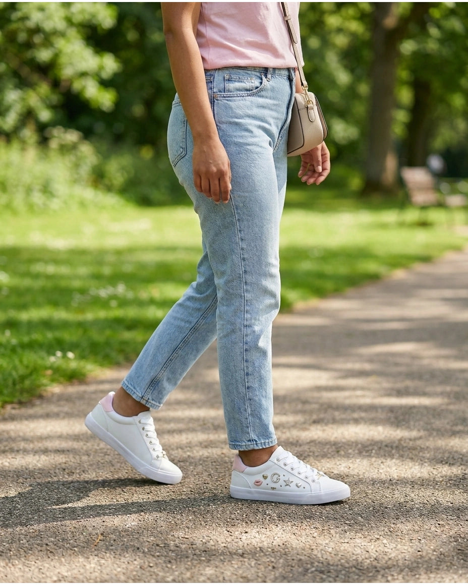 GUESS Women's Embellished Low-Top Sneakers - White Multi