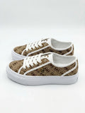 GUESS Women's Low-Top Monogram Print Lace-Up Sneakers - Brown/White