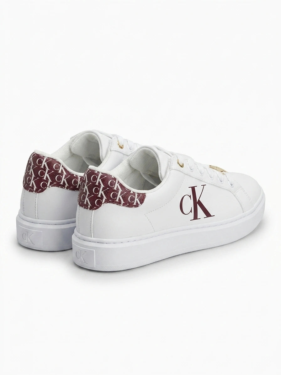 Calvin Klein Women's Low Top Platform Sneakers - White/Burgundy