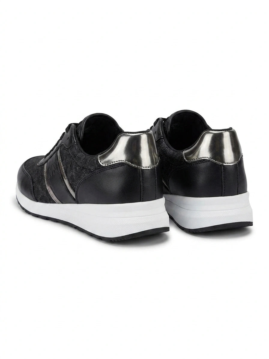 Michael Kors Women's Kameron Leopard Print Wedge Trainer Sneakers - Black/Silver
