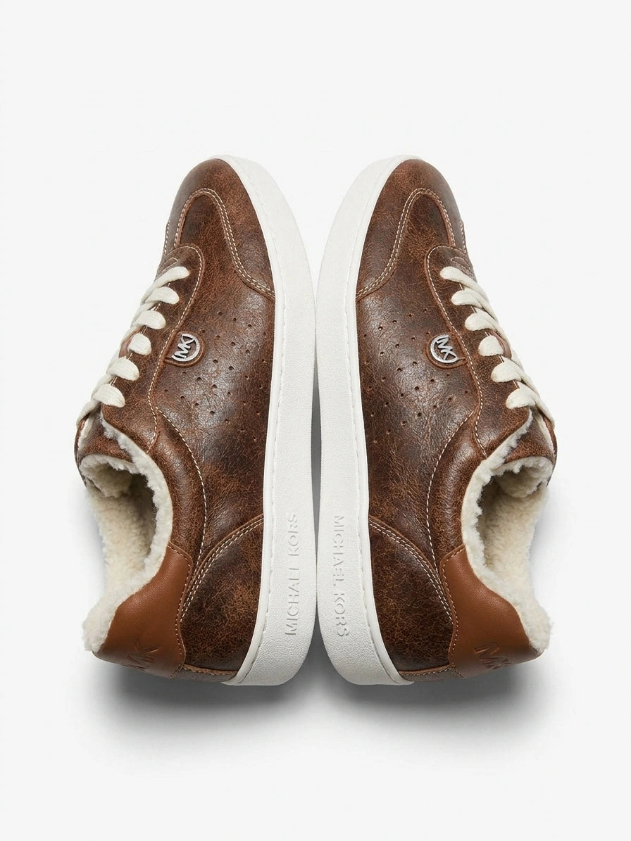 Scotty Distressed Leather and Sherpa Sneaker
