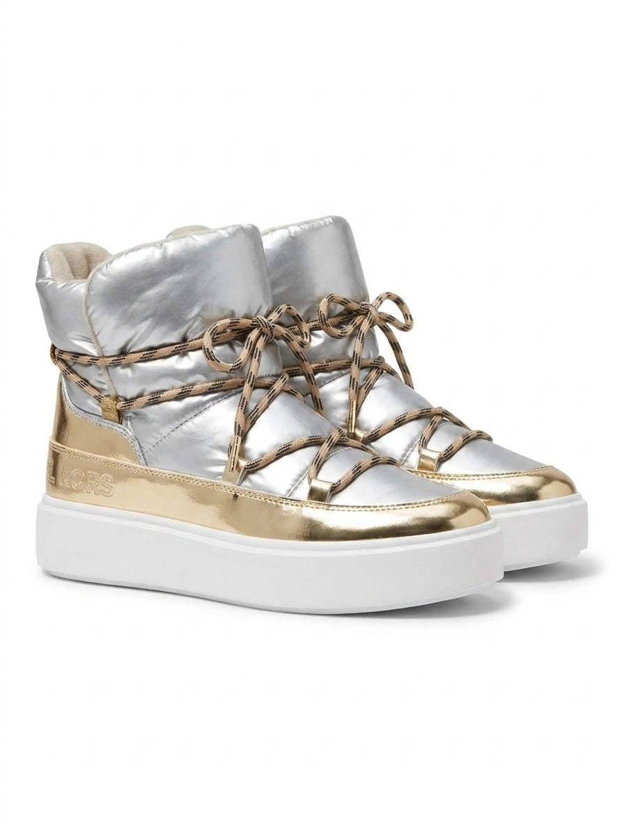 Michael Kors Women Gina Puffer Boots - Silver/Gold