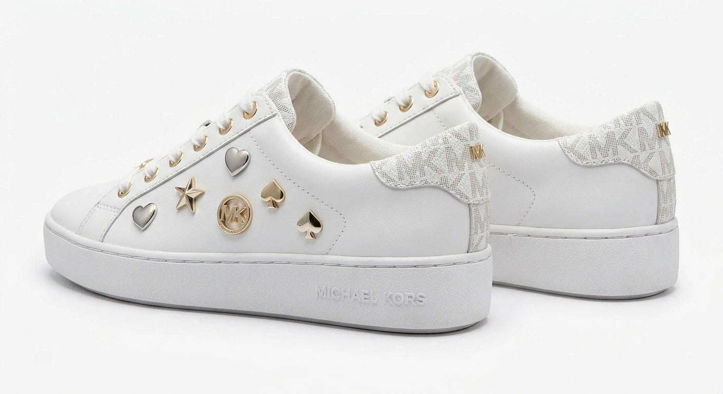 Michael Kors Women's Studded Playing Card Trainers - White
