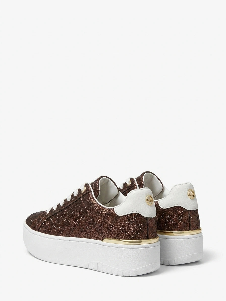 Michael Kors Women's Glitter Platform Lace-Up Sneakers - Bronze