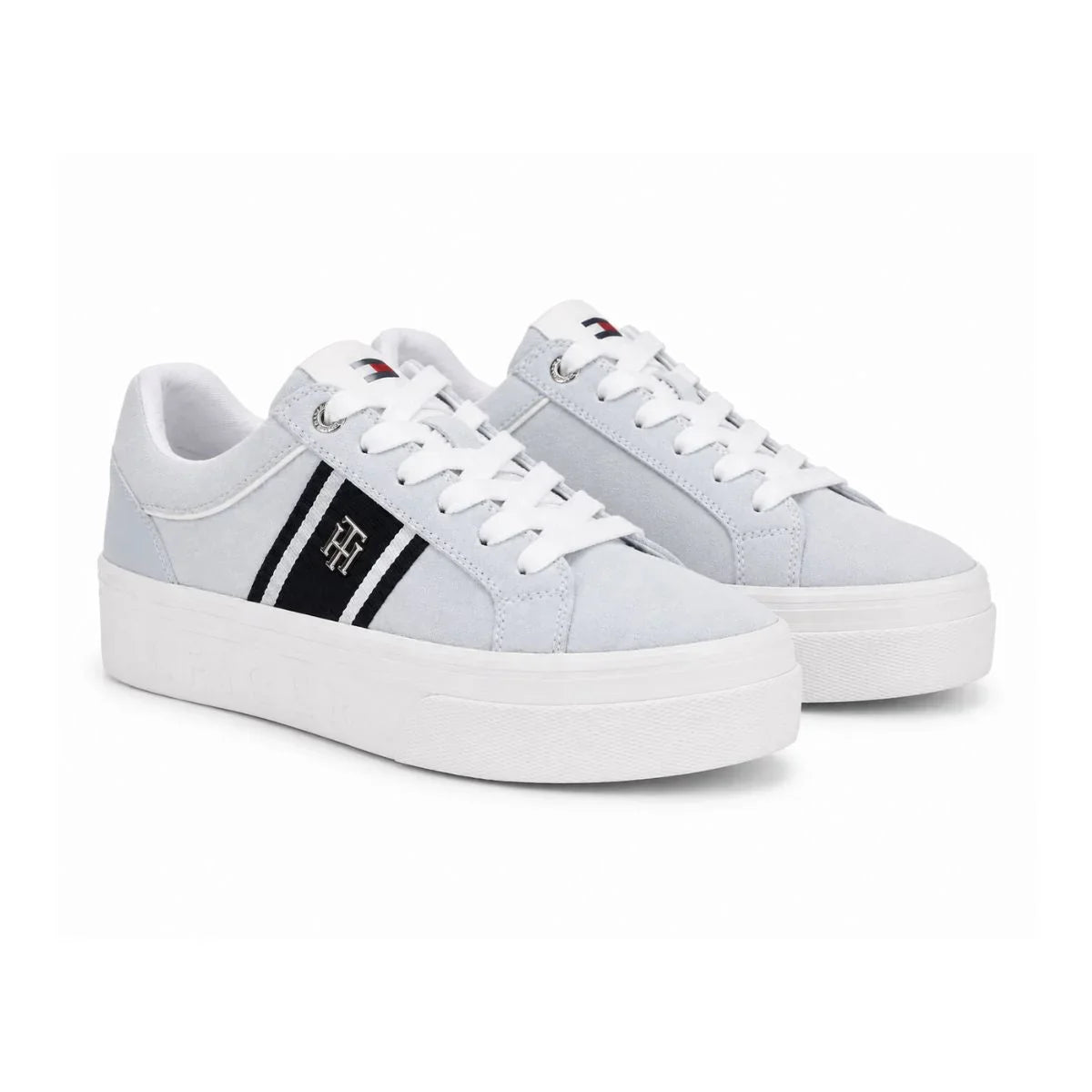 Tommy Hilfiger Women's Essential Monogram Stripe Low-Top Sneakers - Light Blue