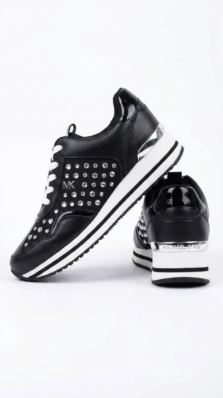Michael Kors Women's Studded Wedge Trainers - Black/White