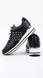 Michael Kors Women's Studded Wedge Trainers - Black/White