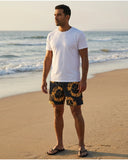 ALLSAINTS Men's Tie-Dye Drawstring Swim Shorts - Black & Gold