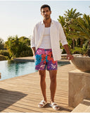 ALLSAINTS Men's Vibrant Multi-Color Floral Print Swim Shorts - Pink Blue Purple Orange