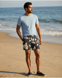 ALLSAINTS Men's Abstract Floral Print Swim Shorts - Navy Cream