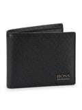 BOSS Men Grain Leather Bi-Fold Wallet - Black