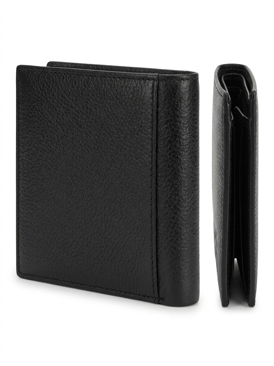 BOSS Men's Embossed Logo Leather Bi-Fold Wallet - Black