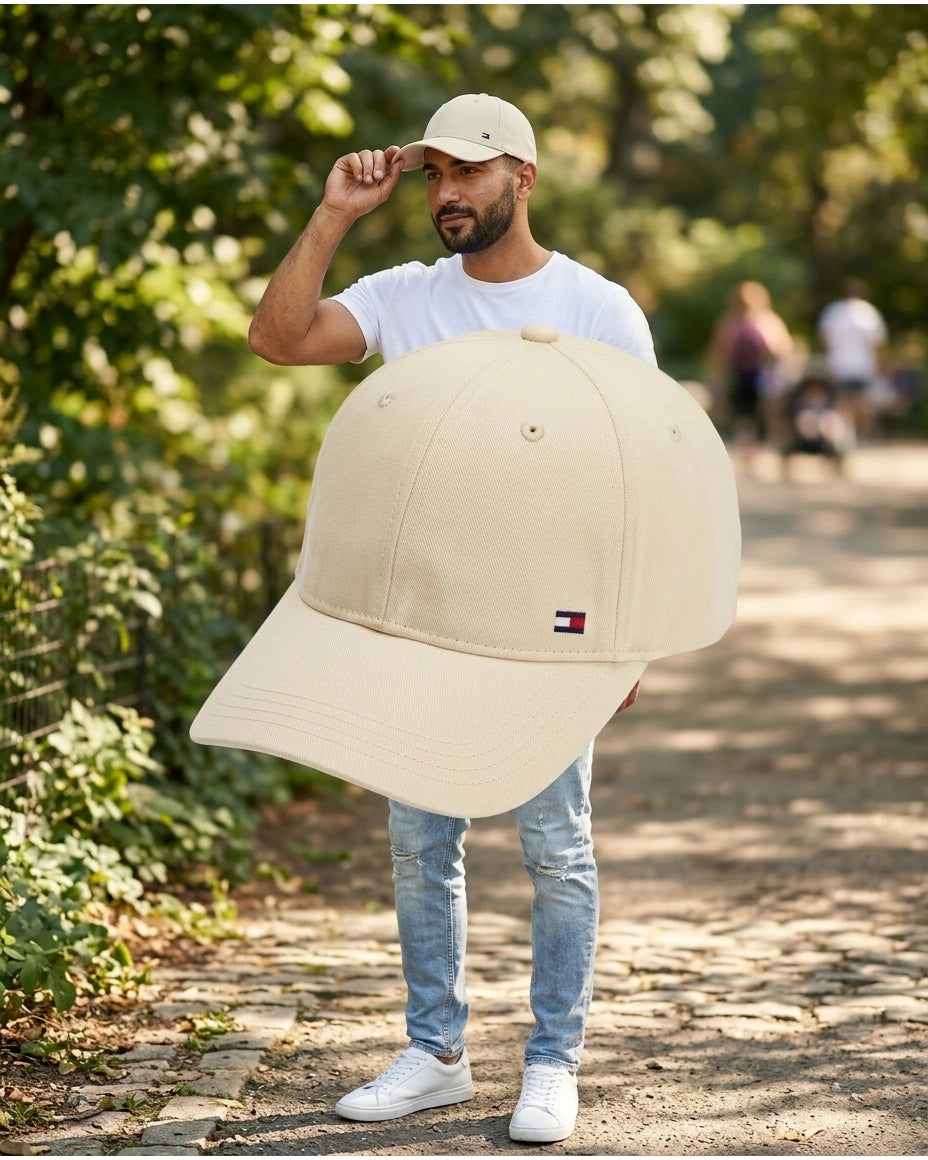 Tommy Hilfiger Essential Flag Logo Baseball Cap - Stone