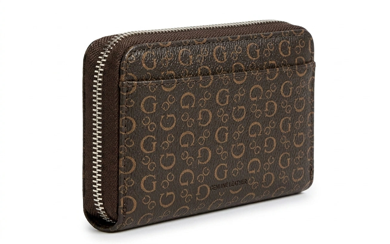 GUESS Women's G Logo Print Zip-Around Wallet - Brown