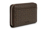 GUESS Women's G Logo Print Zip-Around Wallet - Brown