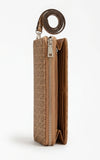 GUESS Women's Monogram Zip-Around Wristlet Wallet - Brown