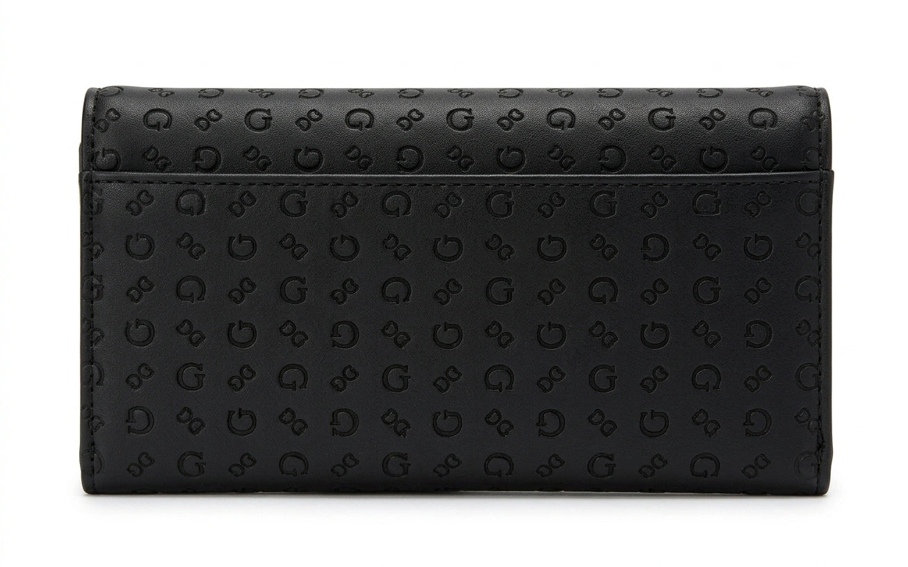 Guess Women's Monogram Embossed Flap Wallet - Dark Grey