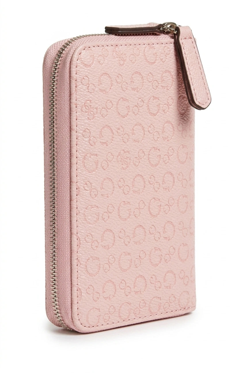 GUESS Women's G Monogram Embossed Zip-Around Wallet - Blush Pink