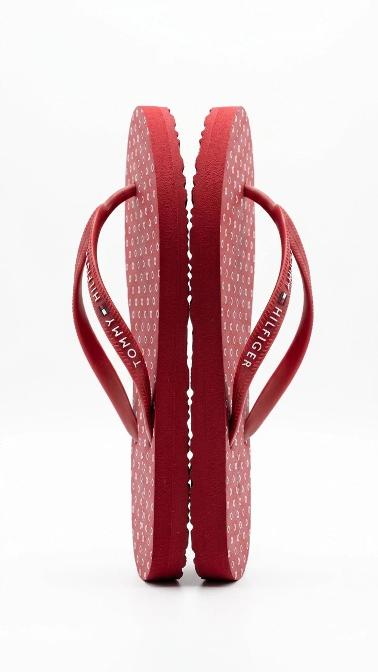 Tommy Hilfiger Women's Patterned Footbed Flip Flops - Red