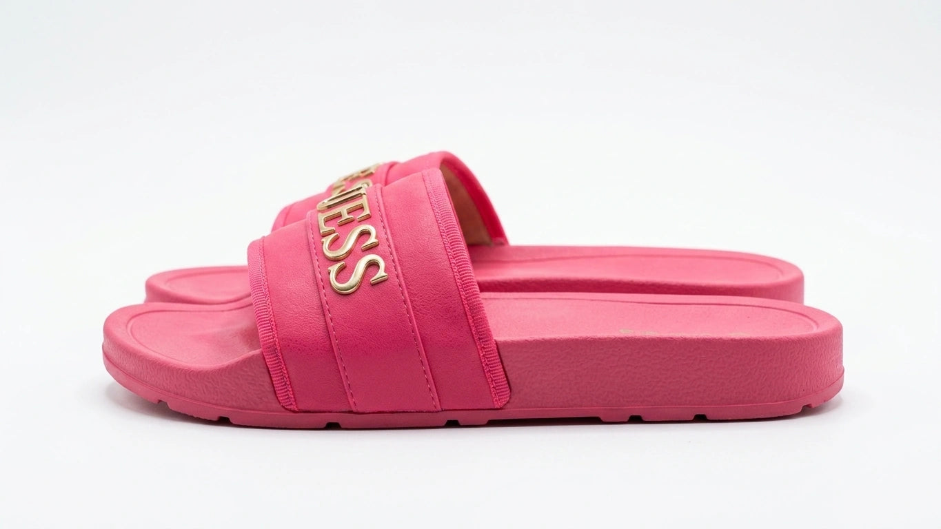 GUESS Women's Logo Detail Pool Slides - Fuchsia