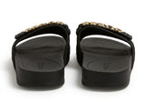 GUESS Women's Branded Monogram Platform Slides - Black Gold