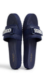 GUESS Women's Raised Logo Strap Slides - Navy