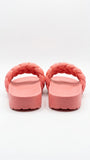Generic Women's Puffy Woven Strap Slides - Coral