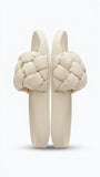 Unbranded Women's Braided Strap Comfort Slides - Nude Beige