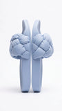 Generic Braided Puffy Strap Slides - Light Blue