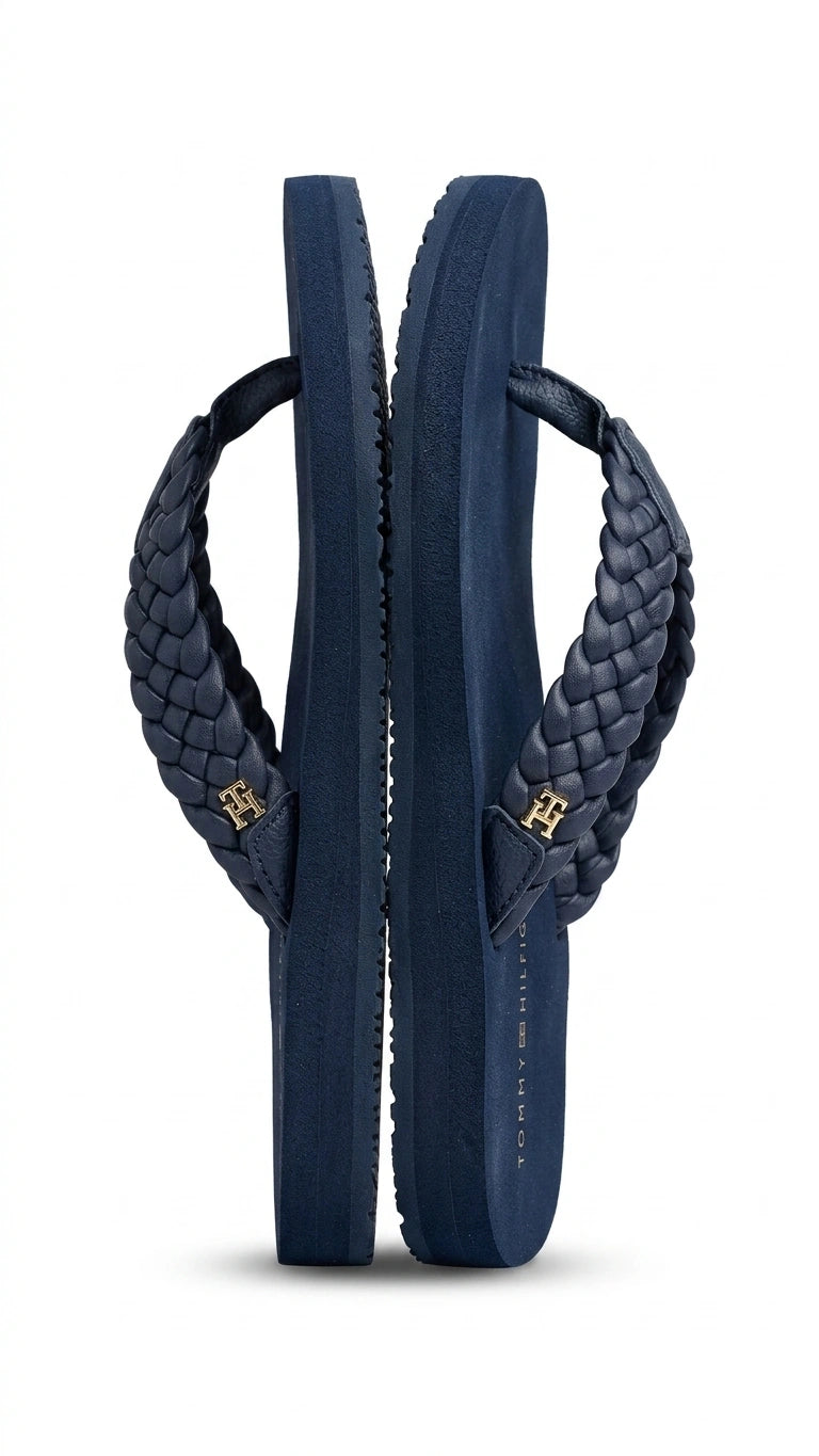 Tommy Hilfiger Women Braided Strap Flip Flops - Navy