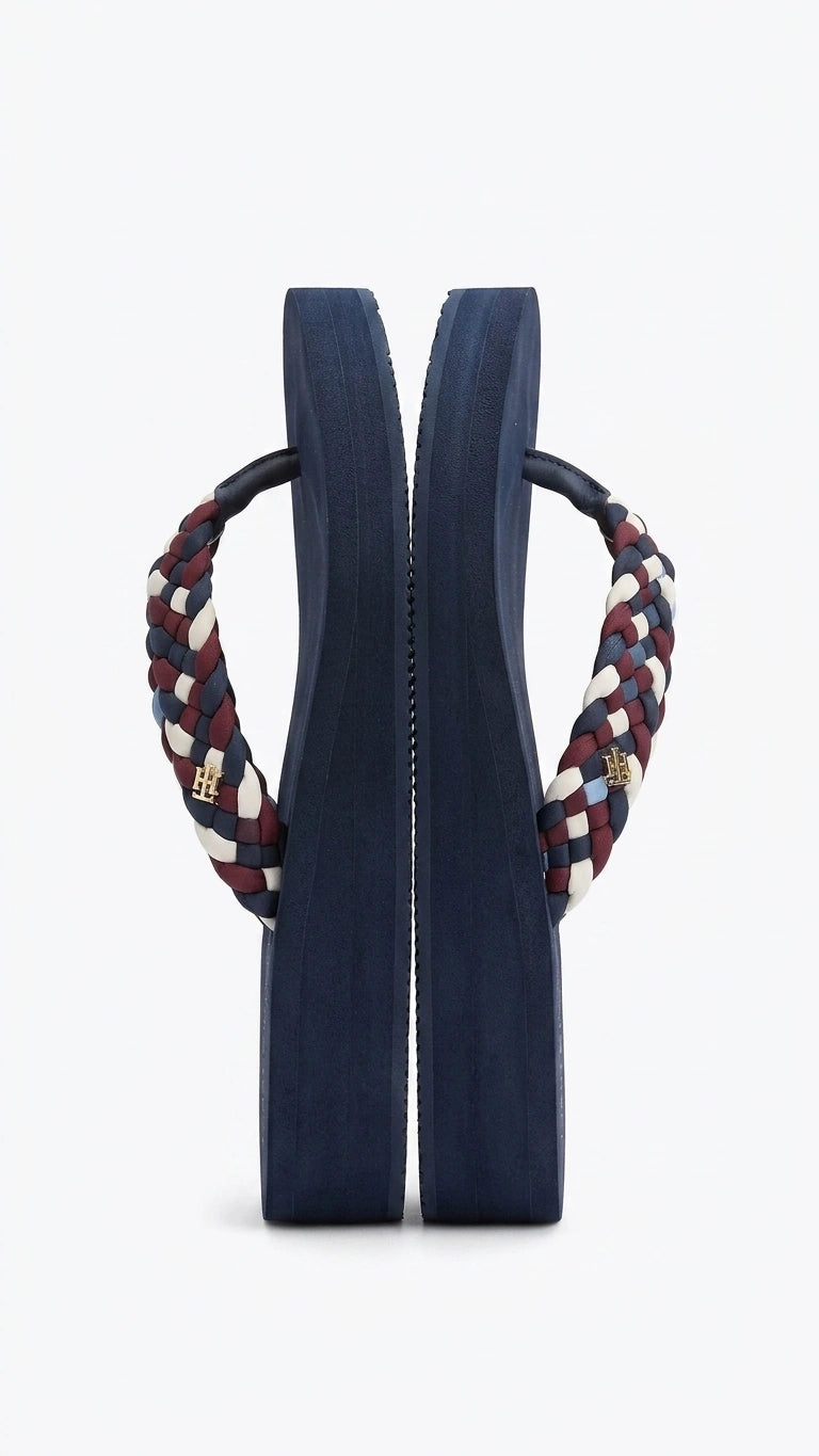 Tommy Hilfiger Women's Woven Strap Platform Flip-Flops - Navy Blue